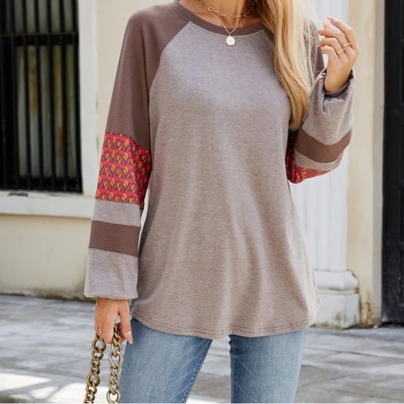 Boho top - Waffle knit patch arms blend - Picture 3 of 3